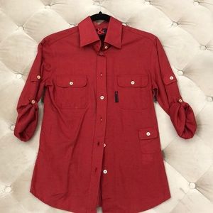 D&G red linen top
